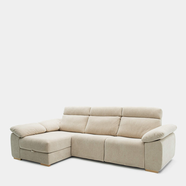 Sofá chaiselongue 3 plazas para sala beige | confort