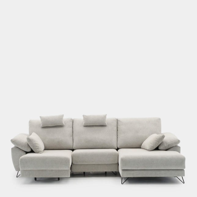 Sofá chaiselongue 3 plazas con asientos deslizantes