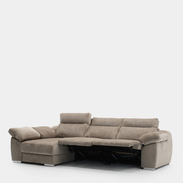 Sofá chaiselongue 3 plazas cómodo y elegante | marrón