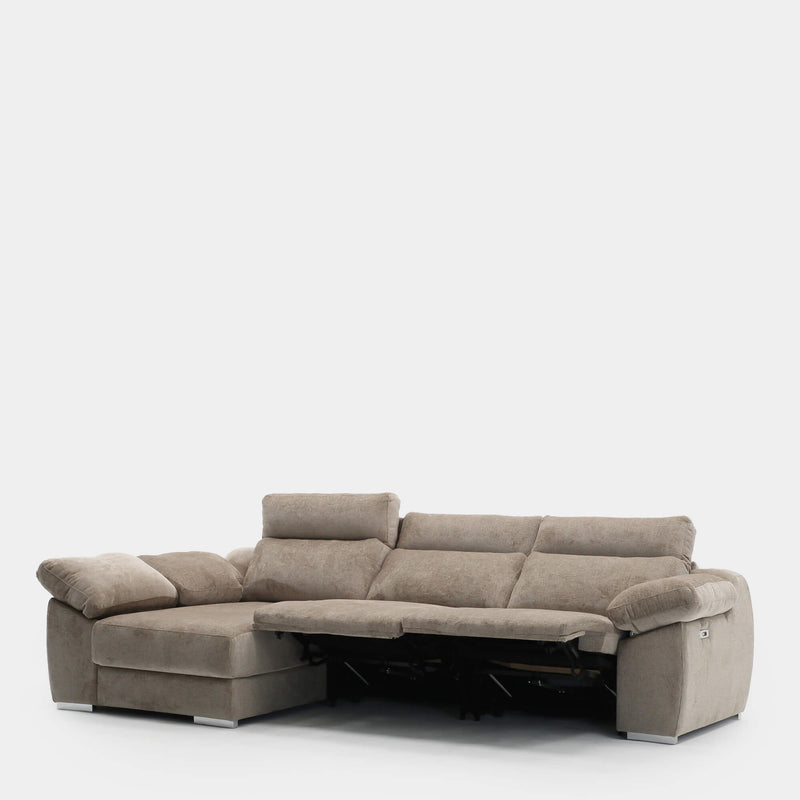 Sofá chaiselongue 3 plazas cómodo y elegante | marrón