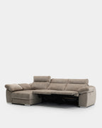 Sofá chaise longue de 3 lugares confortável e elegante | marrom