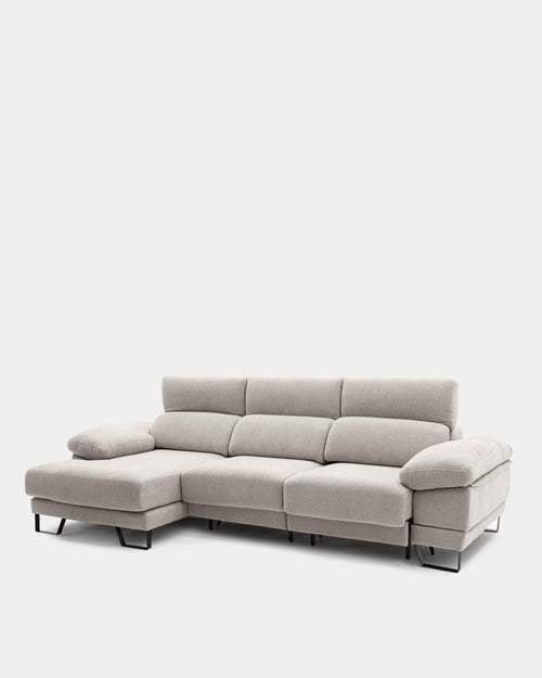 Sofá chaise longue cinzento de 3 lugares | Conforto adaptado às suas necessidades