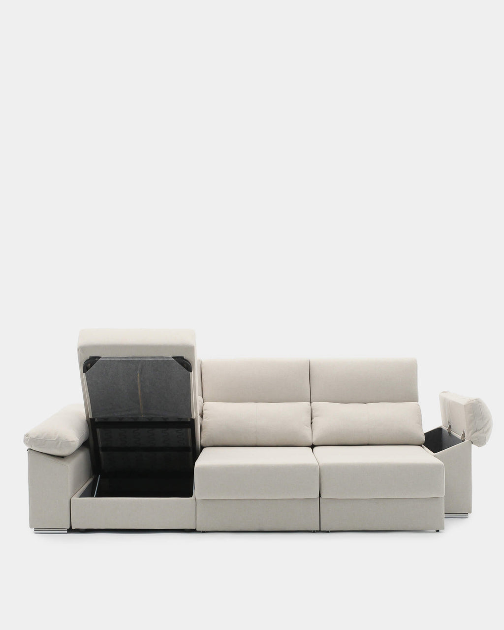 Sofá chaiselongue beige 3 plazas con deslizantes para salas