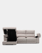 3-seater beige stain-resistant chaise longue sofa for living room