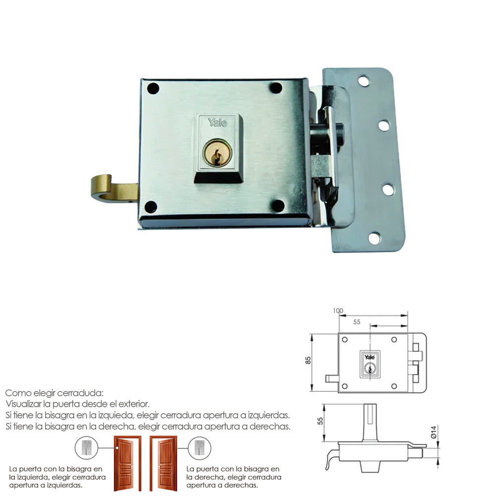 Cerradura yale    6-10-hn/ derecha
