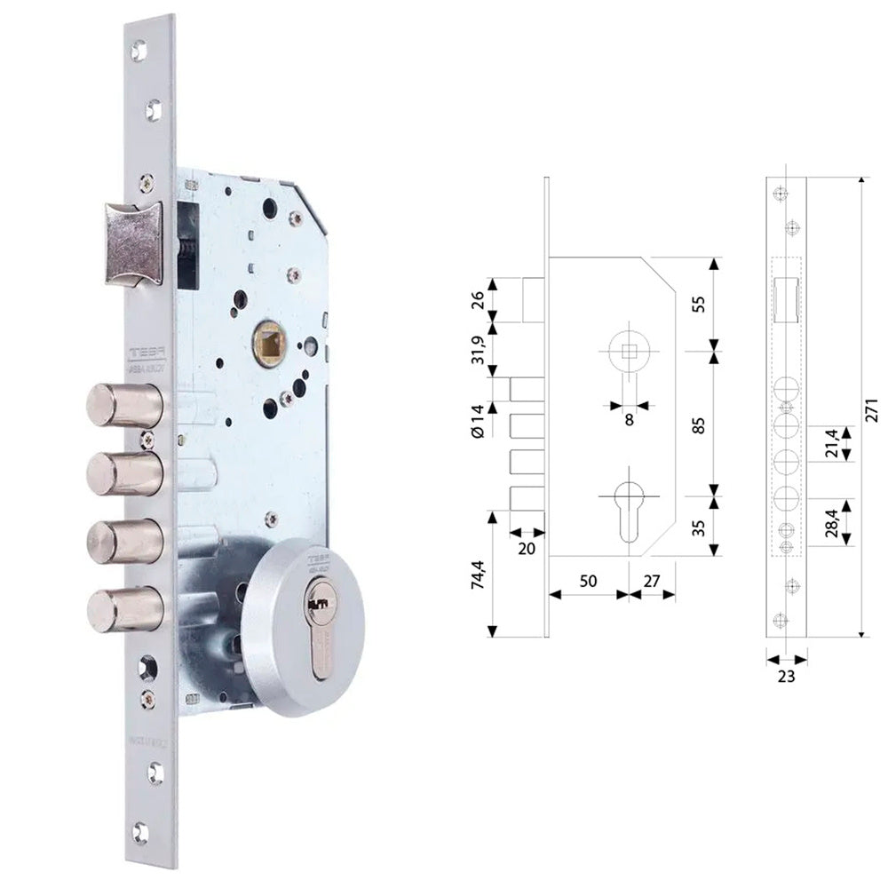 Cerradura tesa seguridad r100b566 cromo