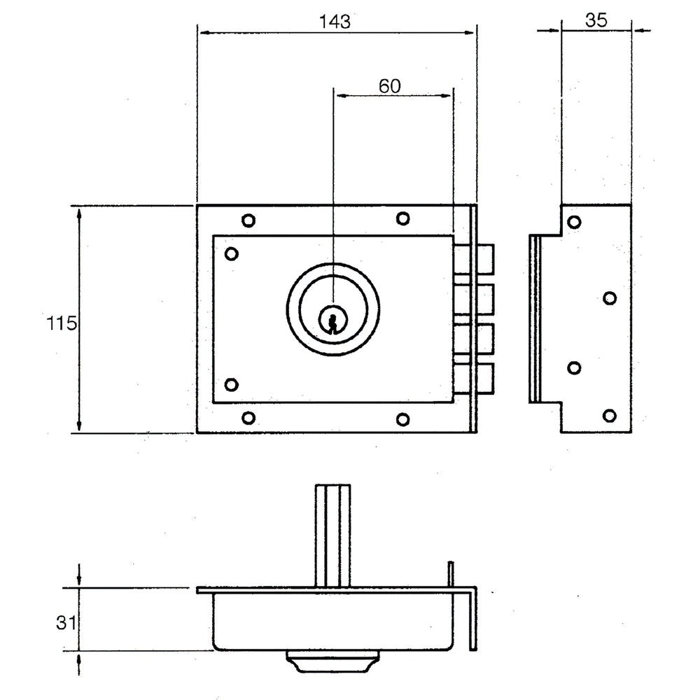 Cerradura jis  229           8x12/ derecha