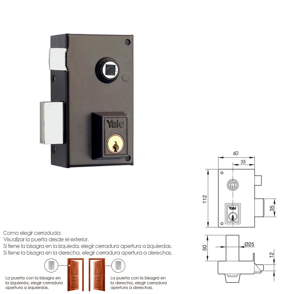 Cerradura yale   56-b/hpr/60/ izquierda