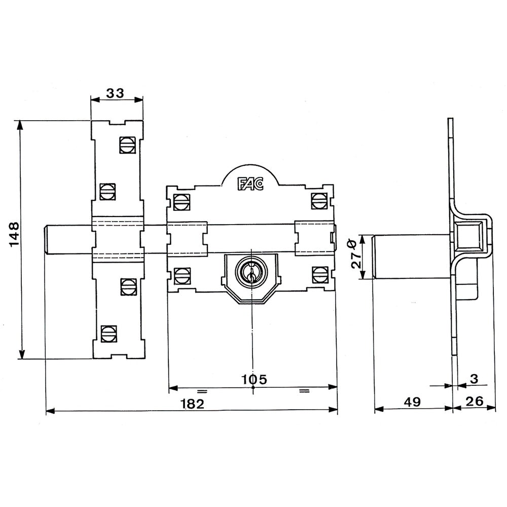 Cerrojo fac 101-l/105-p      bombillo 70
