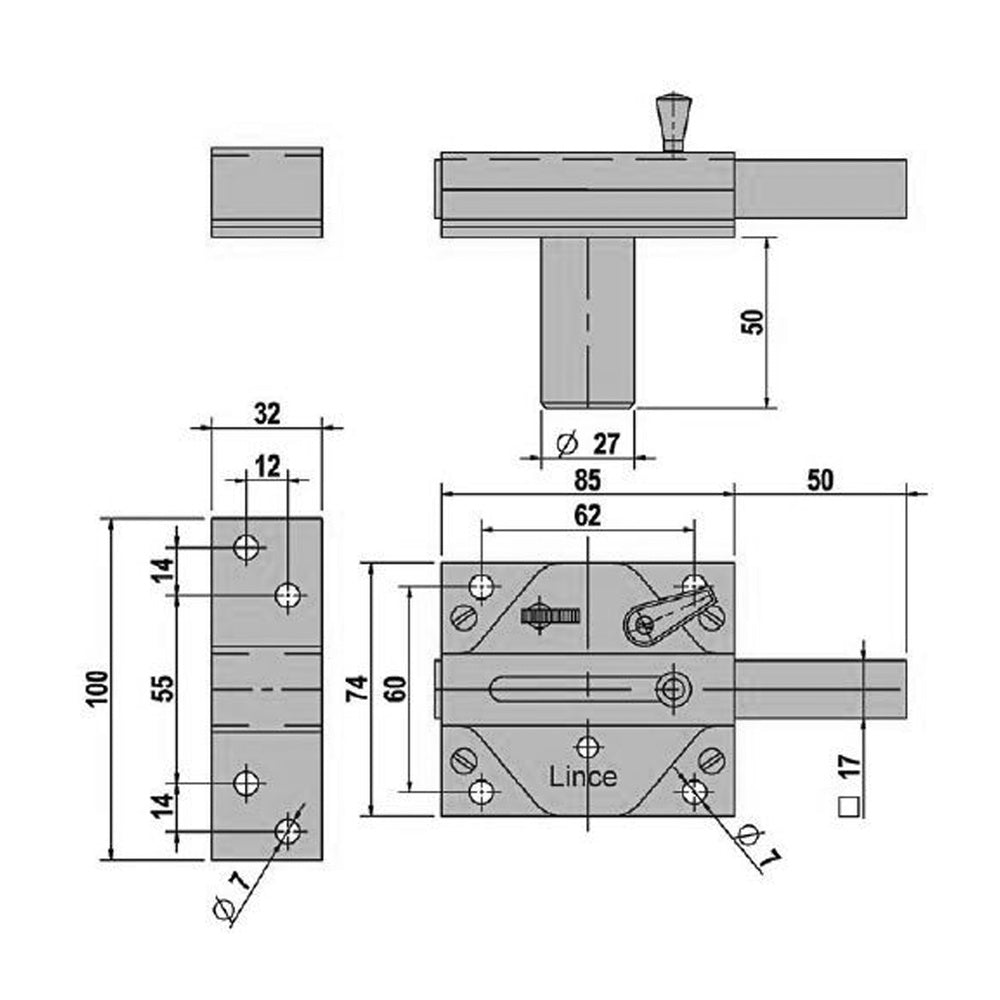 Lince 2930/HL bolt                brass-plated