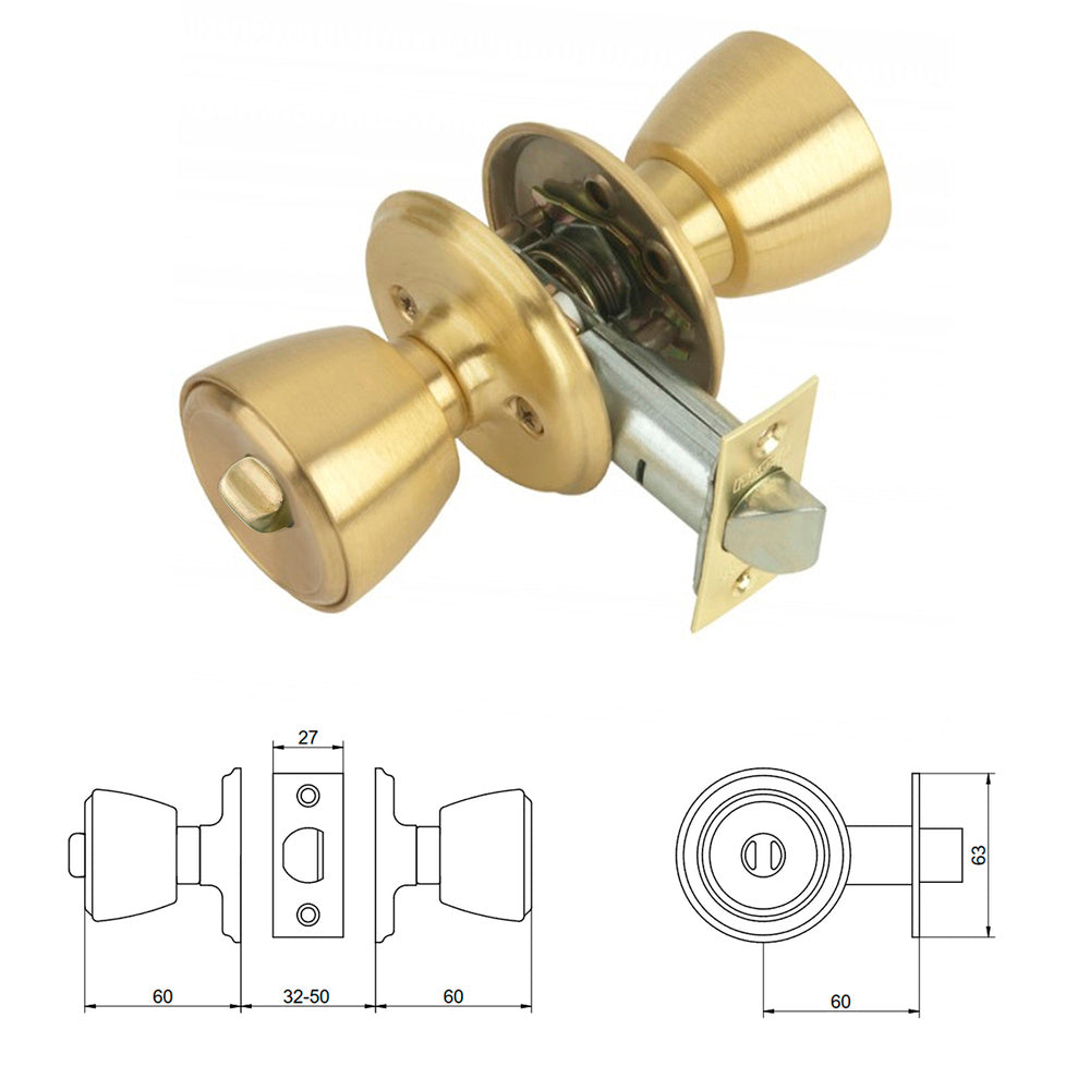 MCM 509B knob with brass-plated 60 mm backset
