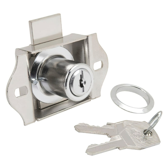 Cerradura para cajón cromada 301/55 mm uso hogar resistente