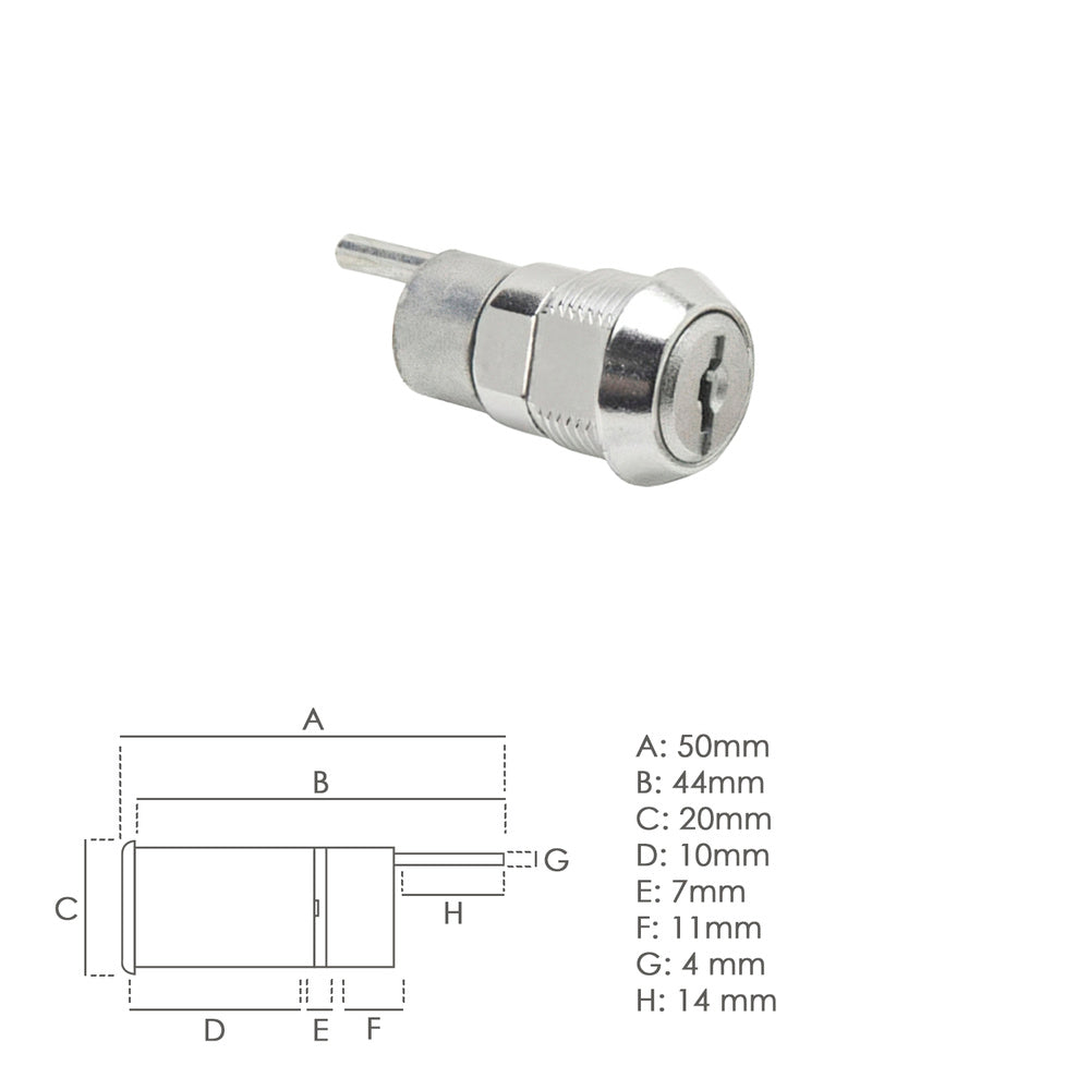 Drawer eccentric key furniture lock 336mm chrome