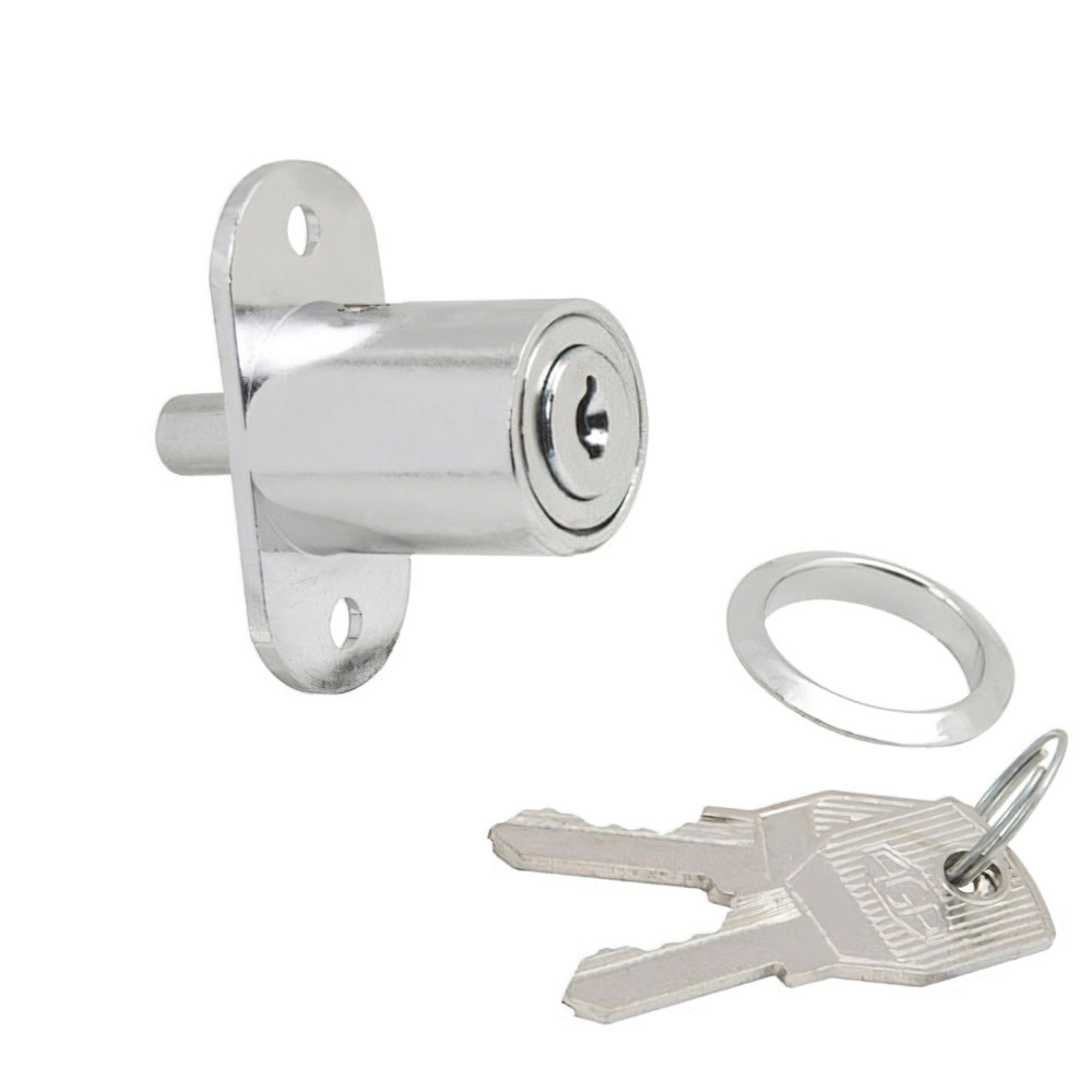 Sliding door lock with push button 347/27 mm chrome