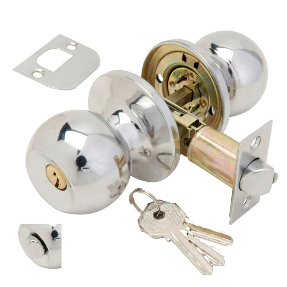 Pomo puerta wolfpack con llave con condena cromado para entrada