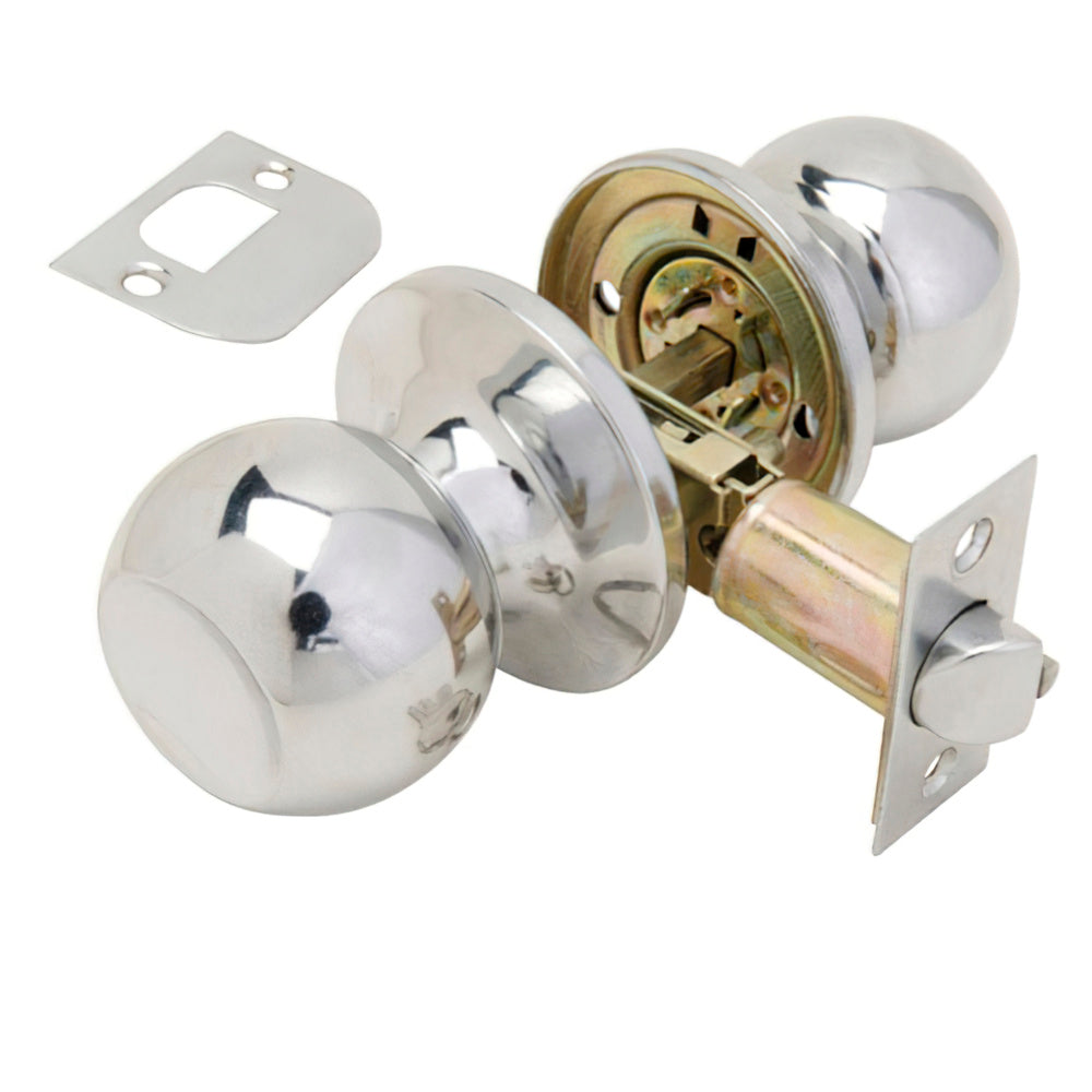 Wolfpack single chrome door knob for hallway