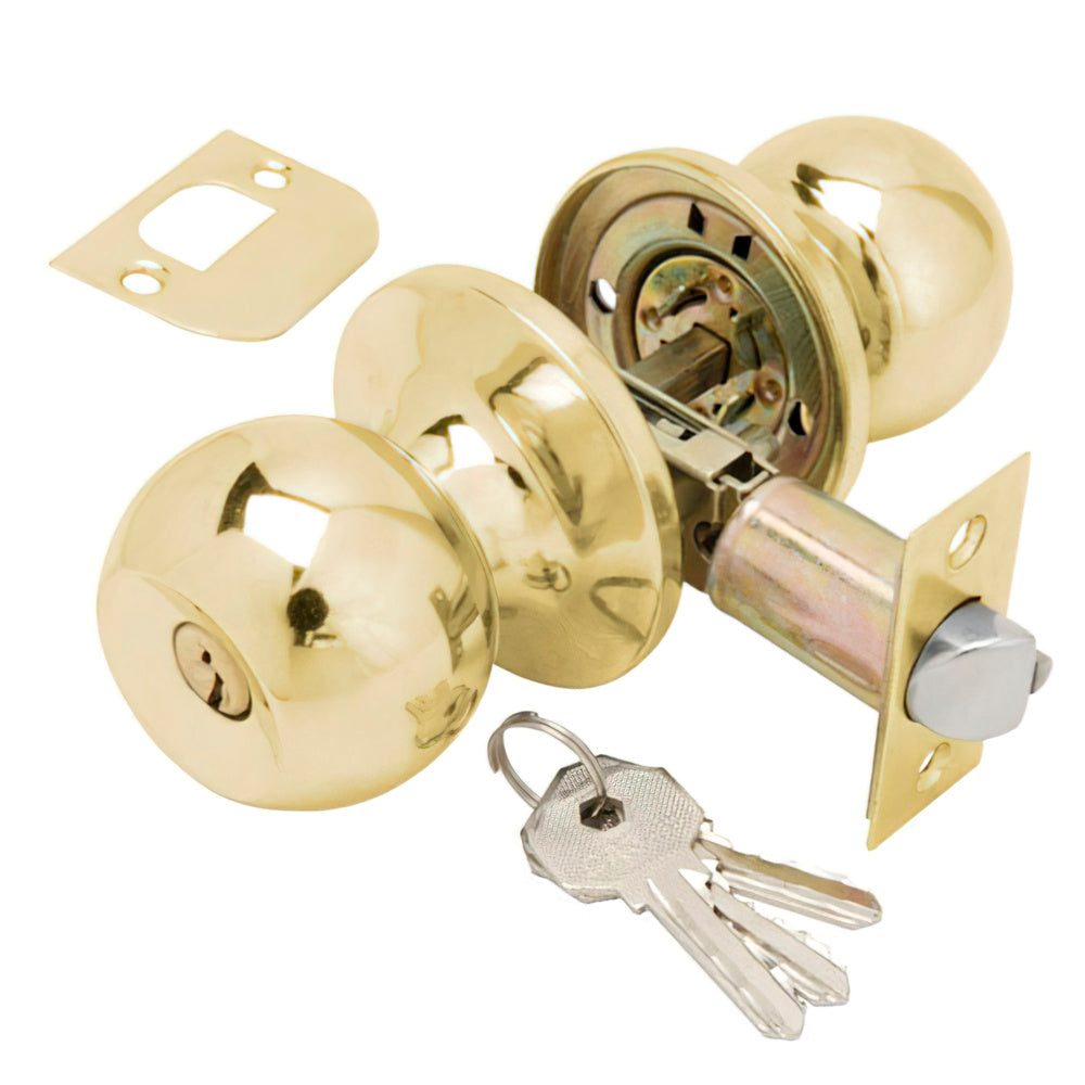 Wolfpack door knob with key, brass plated
