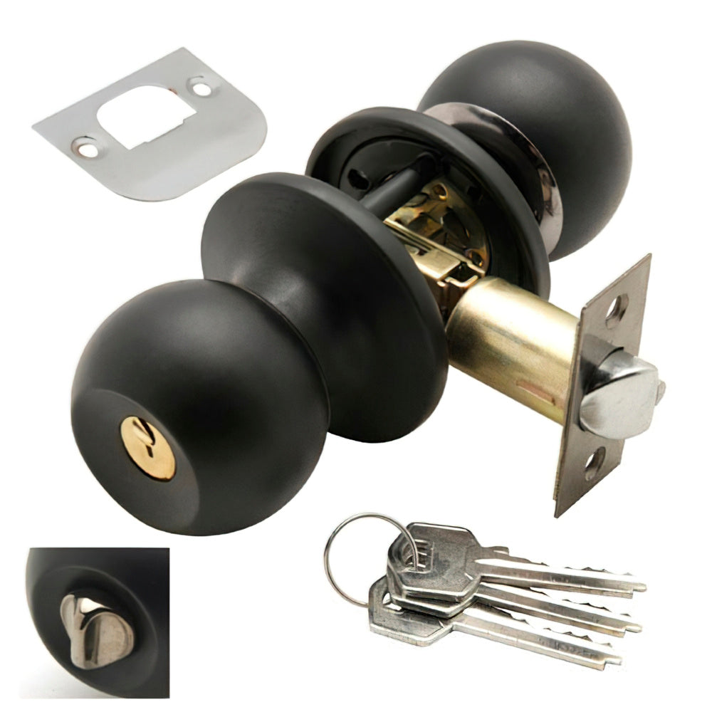 Pomo puerta wolfpack con llave con condena negro para entrada