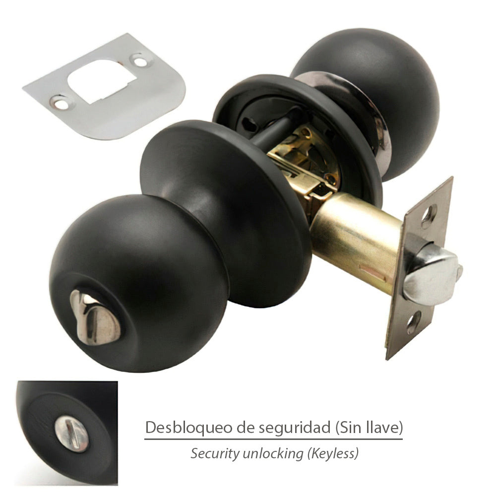 Wolfpack door knob with black thumb turn for bathrooms
