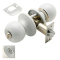 Wolfpack door knob with white privacy lock for bathroom