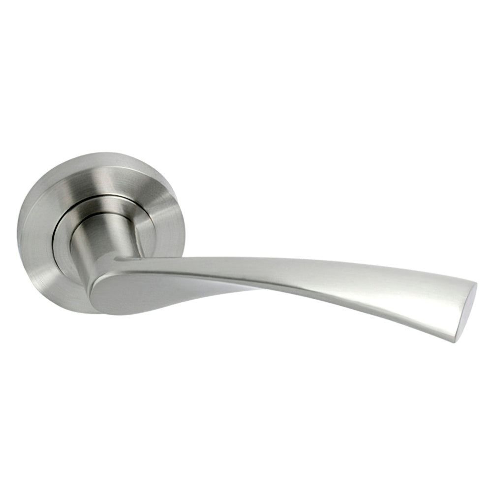 Door handle set, satin nickel "oryx wave rose"