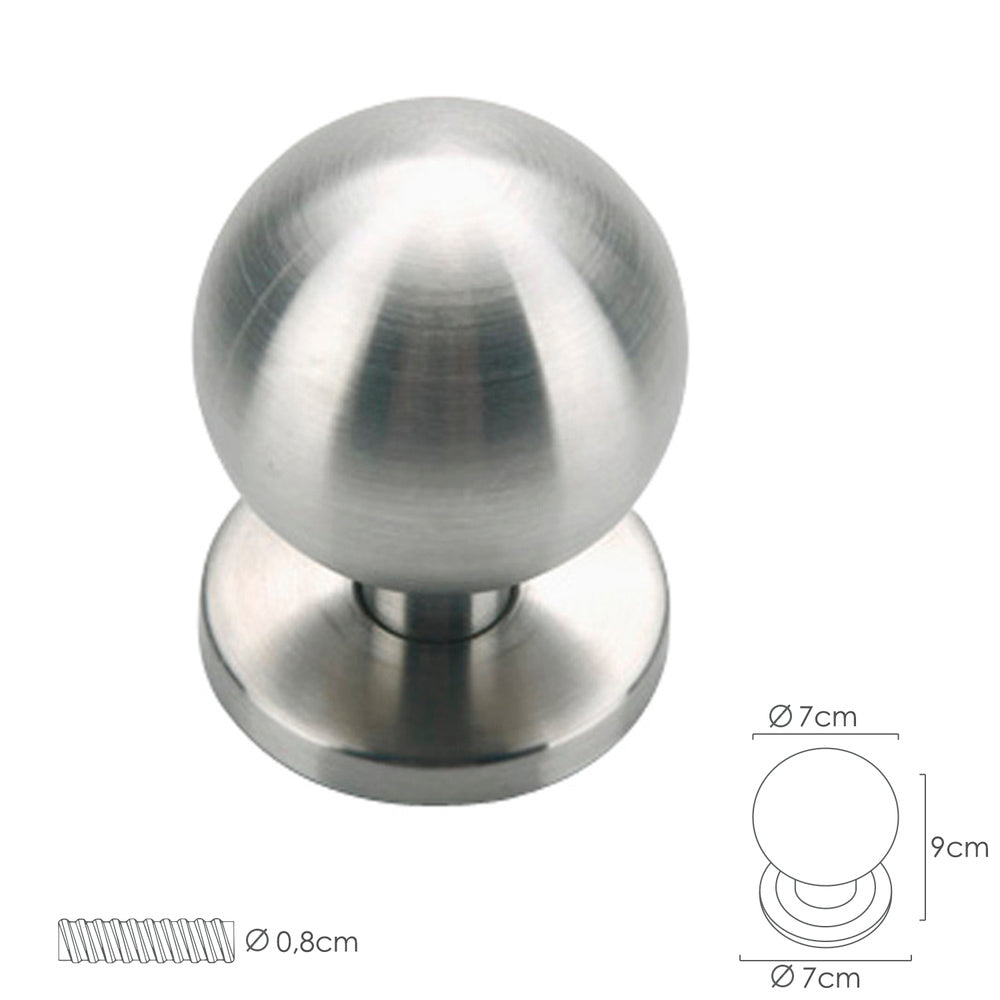 Spherical door knob in Oryx stainless steel finish