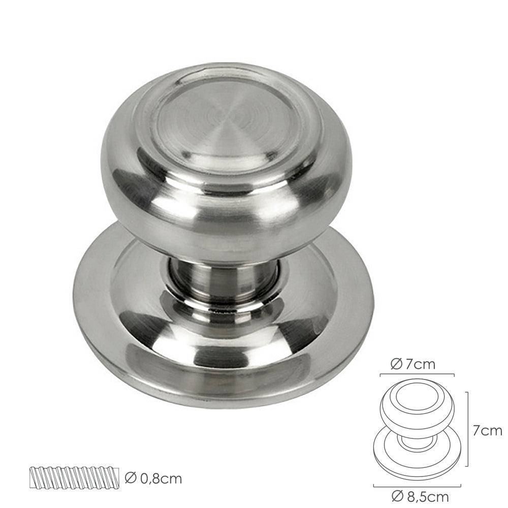 Mushroom door knob in stainless steel oryx