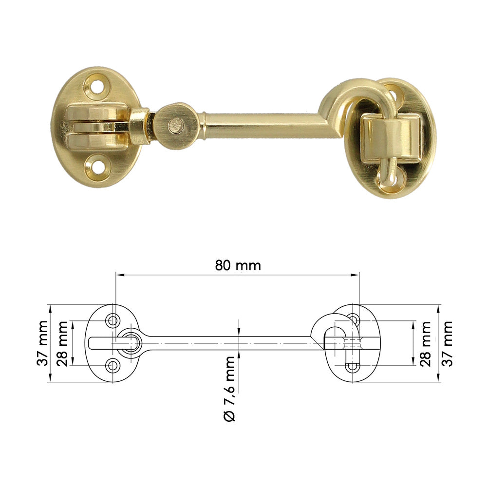 Reinforced multi-purpose hasps with screws 100 mm polished brass