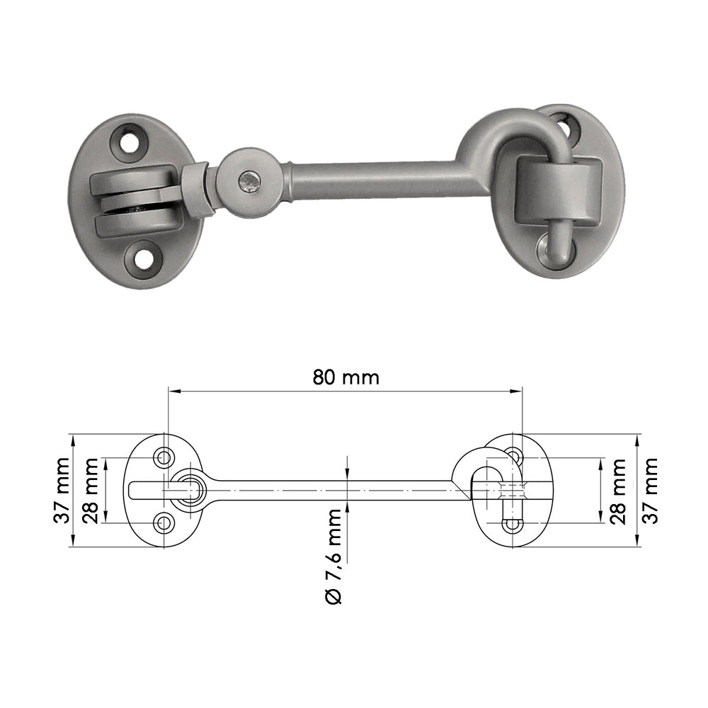 Reinforced multi-purpose hasps with screws, 100 mm, matte nickel-plated brass