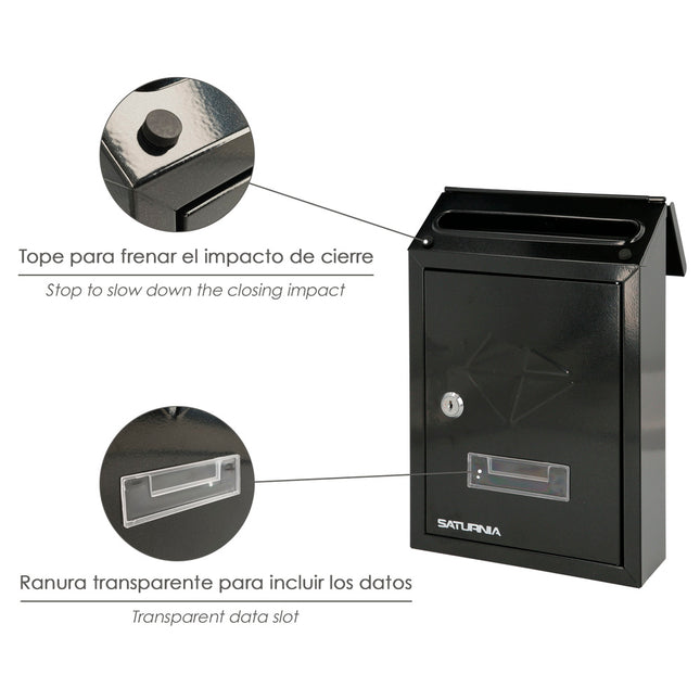 Buzon exterior residence 205 x 300 x 70 mm. negro