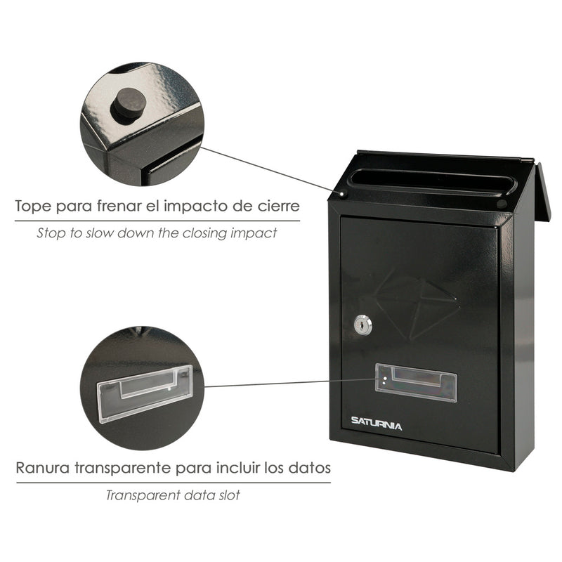 Buzon exterior residence 205 x 300 x 70 mm. negro