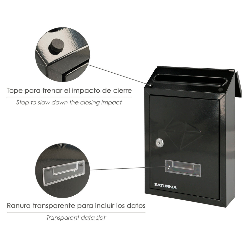 Outdoor mailbox residence 205 x 300 x 70 mm black