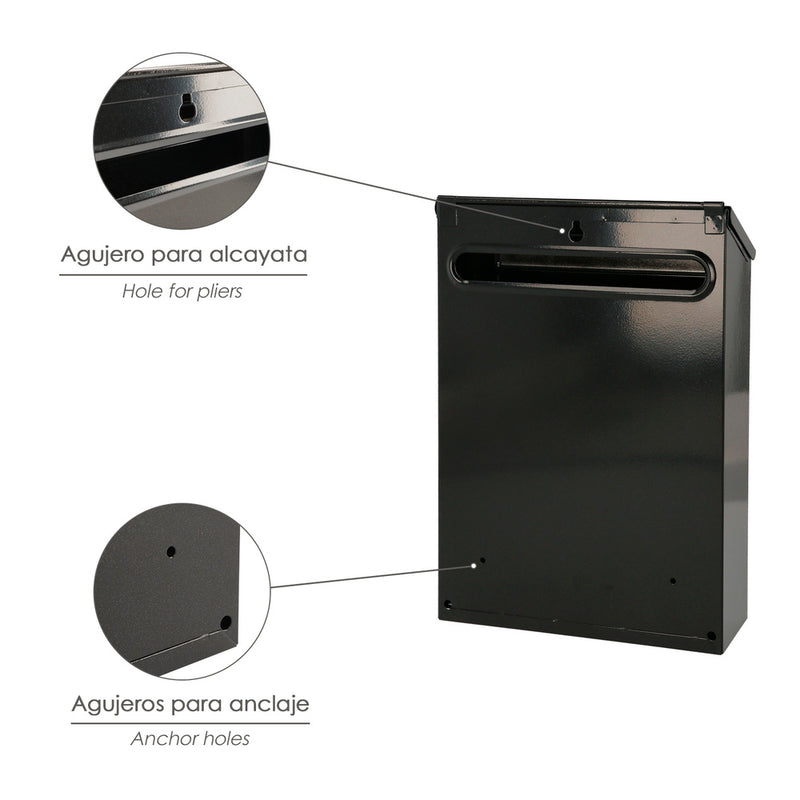 Buzon exterior residence 205 x 300 x 70 mm. negro
