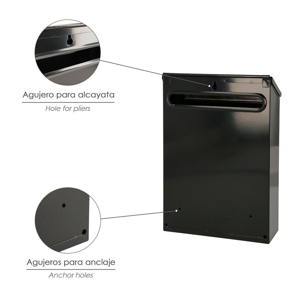 Outdoor mailbox residence 205 x 300 x 70 mm black