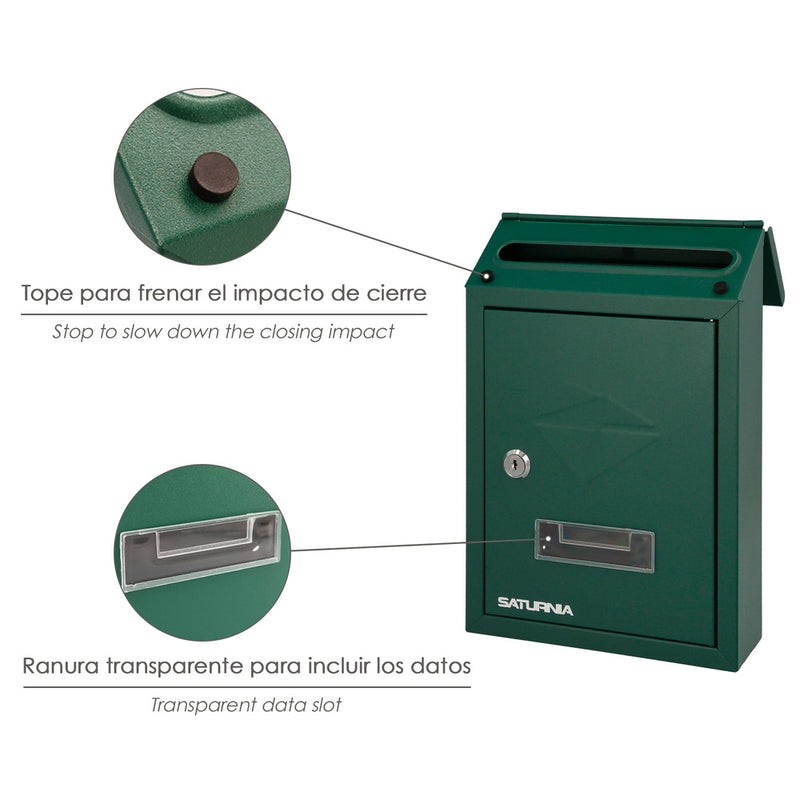 Buzon exterior 205 x 300 x 70 mm. verde