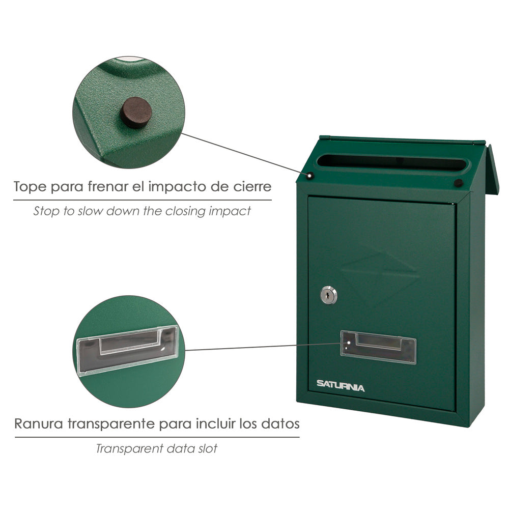 Outdoor mailbox 205 x 300 x 70 mm green
