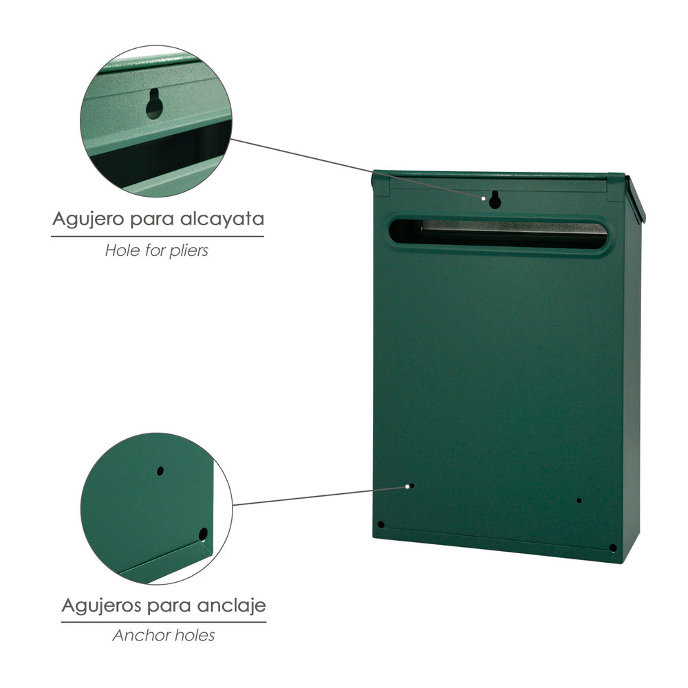 Outdoor mailbox 205 x 300 x 70 mm green