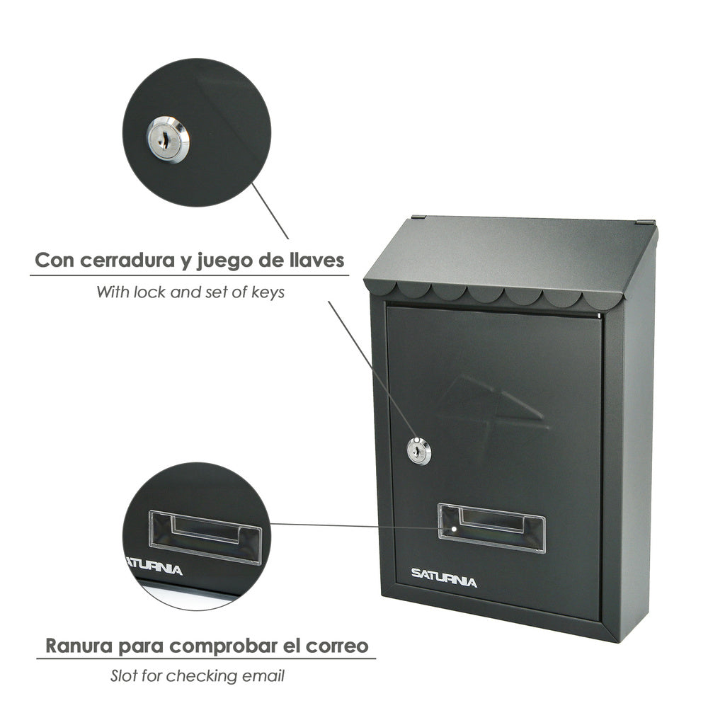 Buzón exterior 205 x 300 x 70 mm. Gris