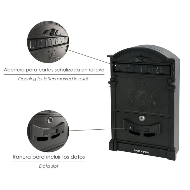 Buzon jardín aluminio fundido palace gris antracita 255 x 410 x 90 mm