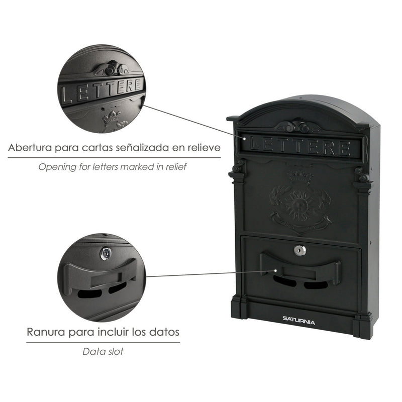 Buzon jardín aluminio fundido palace gris antracita 255 x 410 x 90 mm