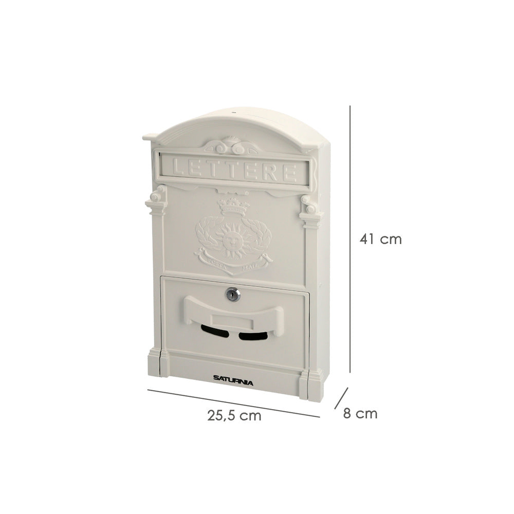 Cast aluminum white palace garden mailbox 255 x 410 x 90 mm