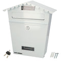 Outdoor white house mailbox 330 x 125 x 365 (H) mm. with roof, painted steel. wall mailbox, letter box, post box