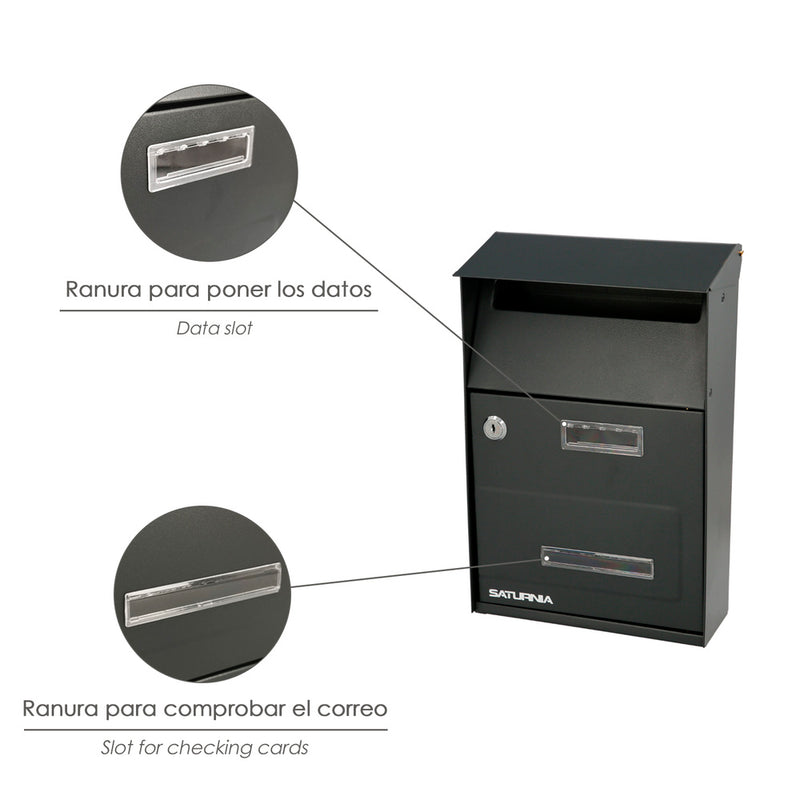 Buzon exterior country gris oscuro 215 x 320 x 105 mm