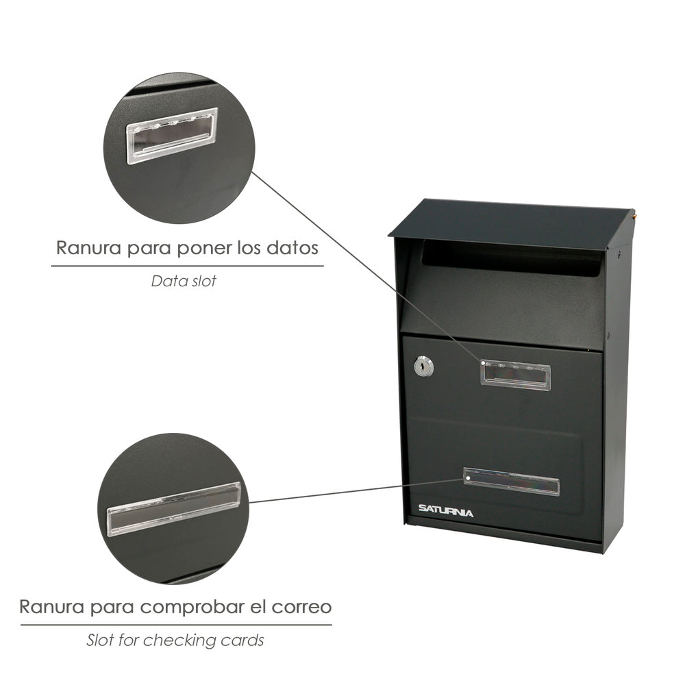 Outdoor country dark grey mailbox 215 x 320 x 105 mm