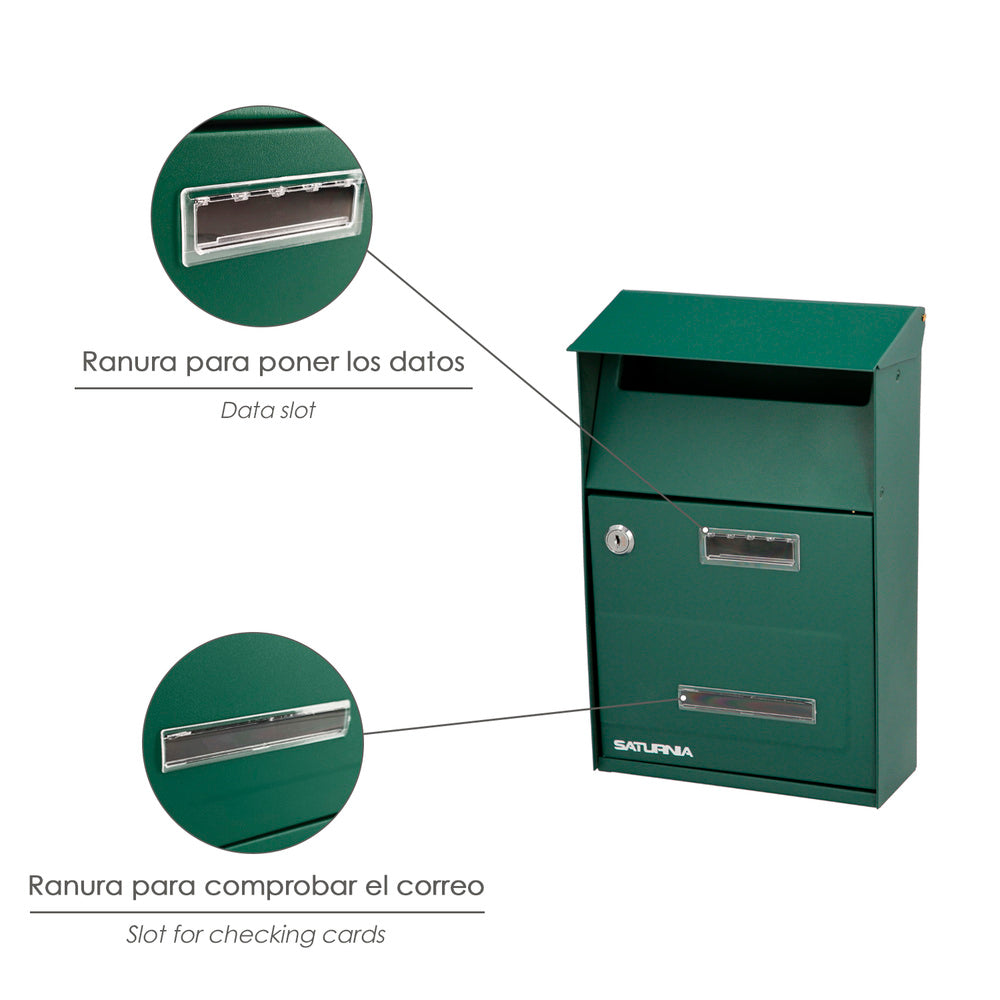 Green country outdoor mailbox 215 x 320 x 105 mm