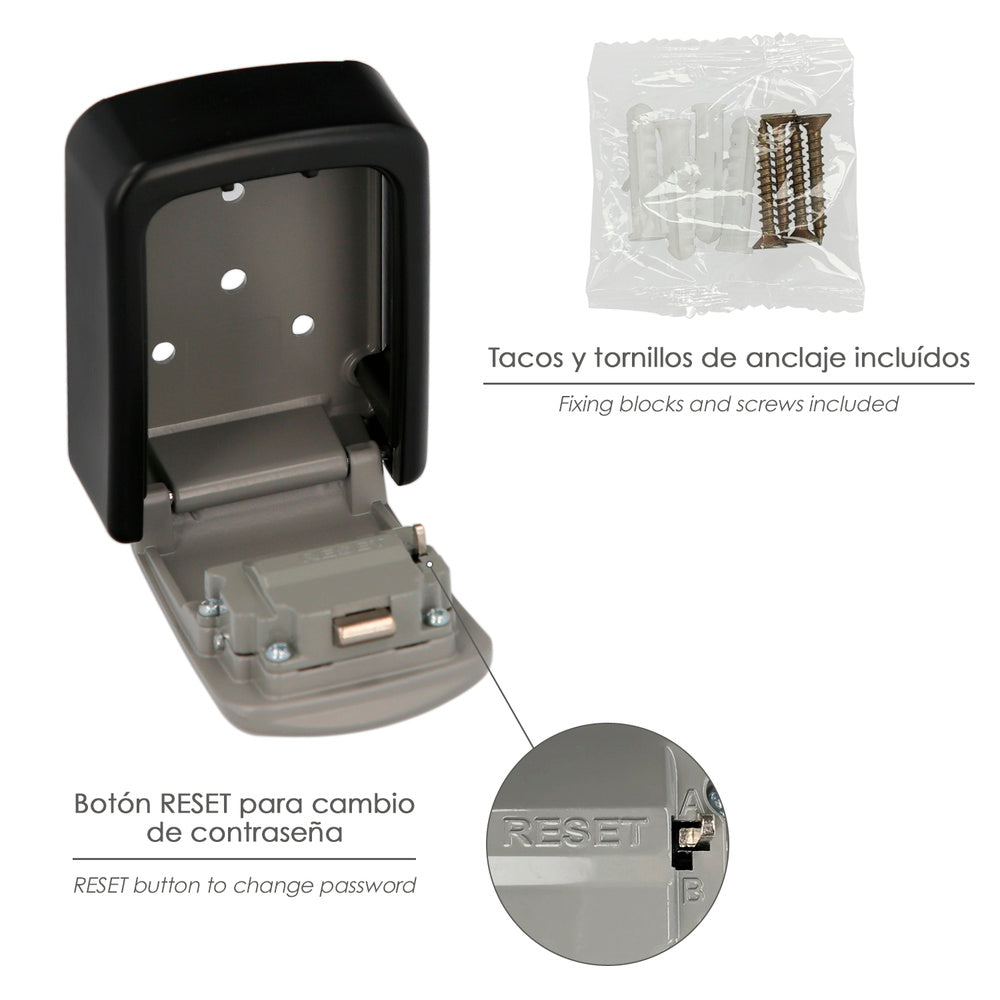 Caja de seguridad para llaves con código, 4 dígitos. Llaves, de llaves pared, de llaves codigo03