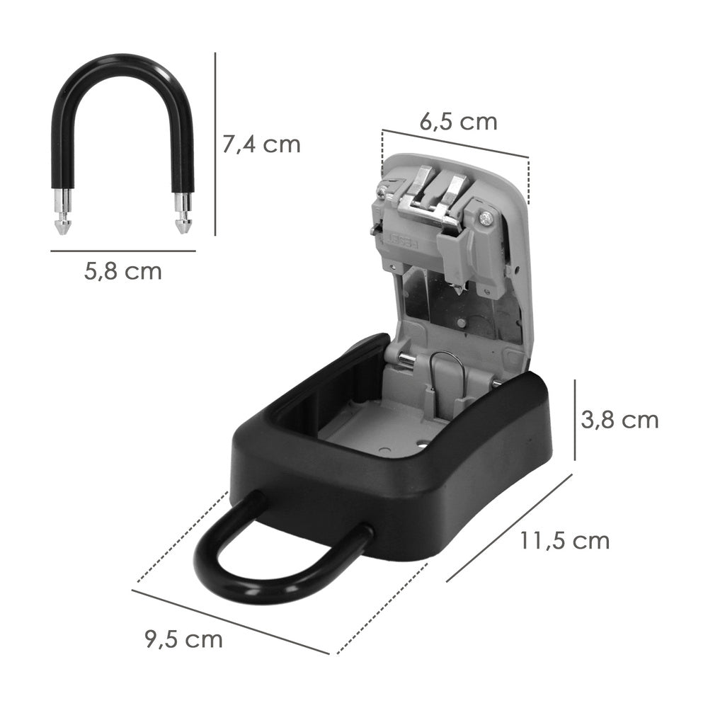 Key safe with shackle 175x95x40 mm, 4 digits. Key box, outdoor key box, wall key box, code key box