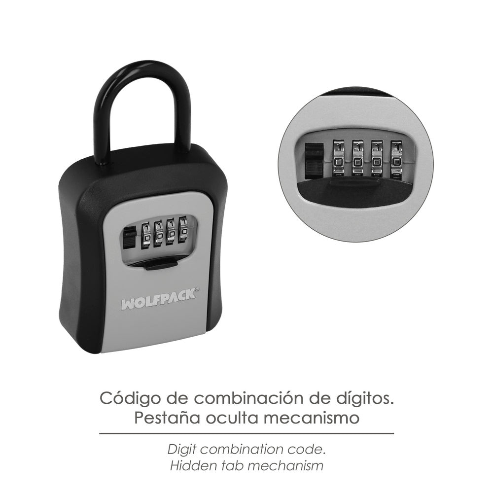 Key safe with shackle 175x95x40 mm, 4 digits. Key box, outdoor key box, wall key box, code key box