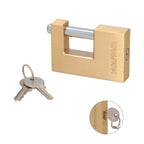 Candado cuadrado latón persiana ancho 70 mm alta seguridad, antirrobo puertas, contenedores, trasteros, 2 llaves