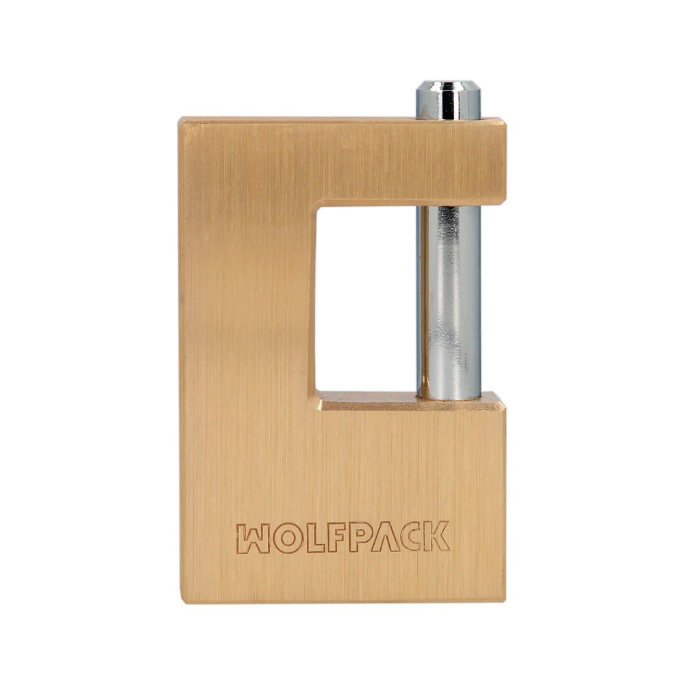 Candado cuadrado latón persiana ancho 70 mm alta seguridad, antirrobo puertas, contenedores, trasteros, 2 llaves